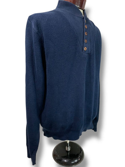 Size Medium Lands End Mens Navy Blue Cotton Sweater