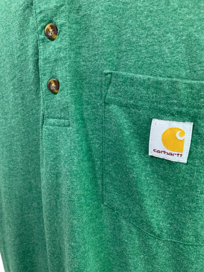 Size XL Carhartt Mens Green Loose Fit Henley Shirt Single Pocket