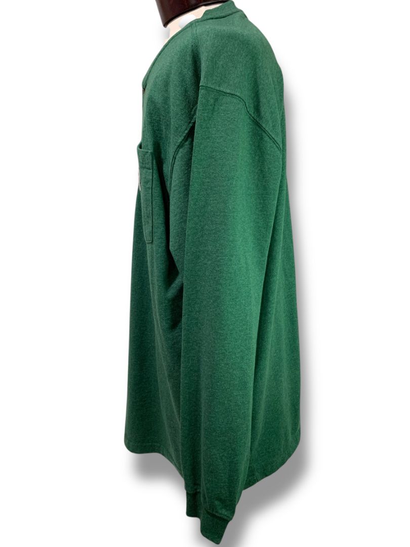 Size XL Carhartt Mens Green Loose Fit Henley Shirt Single Pocket