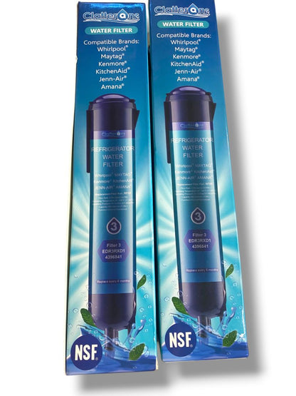 Clatterans Set of 2 Replacement Water Filter 3 EDR3RXD1 4396841 New