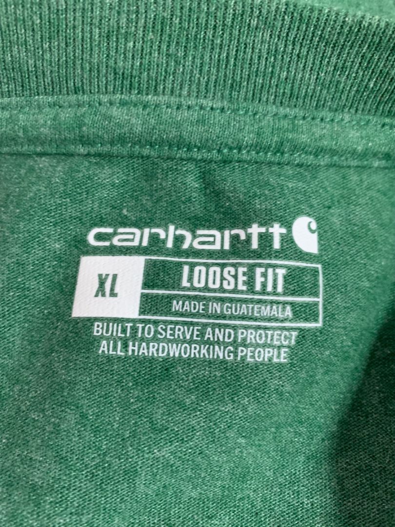 Size XL Carhartt Mens Green Loose Fit Henley Shirt Single Pocket