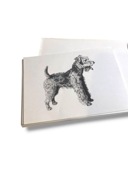 Set of 18 Blank Note Cards and Envelopes Welsh Terrier Pen Ink Print