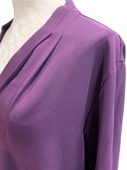 Size 2X Calvin Klein Womens Deep Purple Pullover Blouse Roll Tab Sleeve