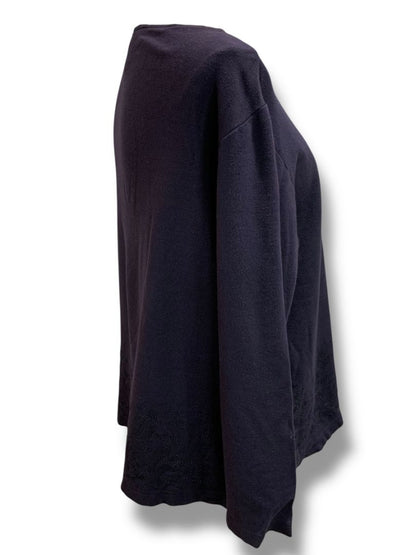 Size Medium Talbots Womens Navy Blue Pullover Shirt Embroidered Hem