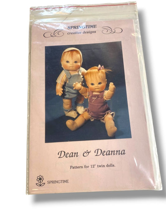 Springtime Creative Designs Pattern for 12" Twin Dolls New Dean & Deanna