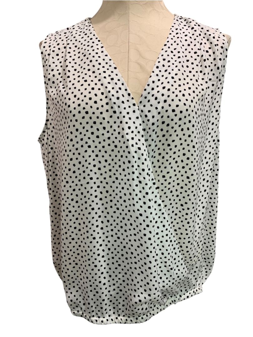 Size XL Liverpool Los Angeles Womens New Polka Dot Blouse Sleeveless