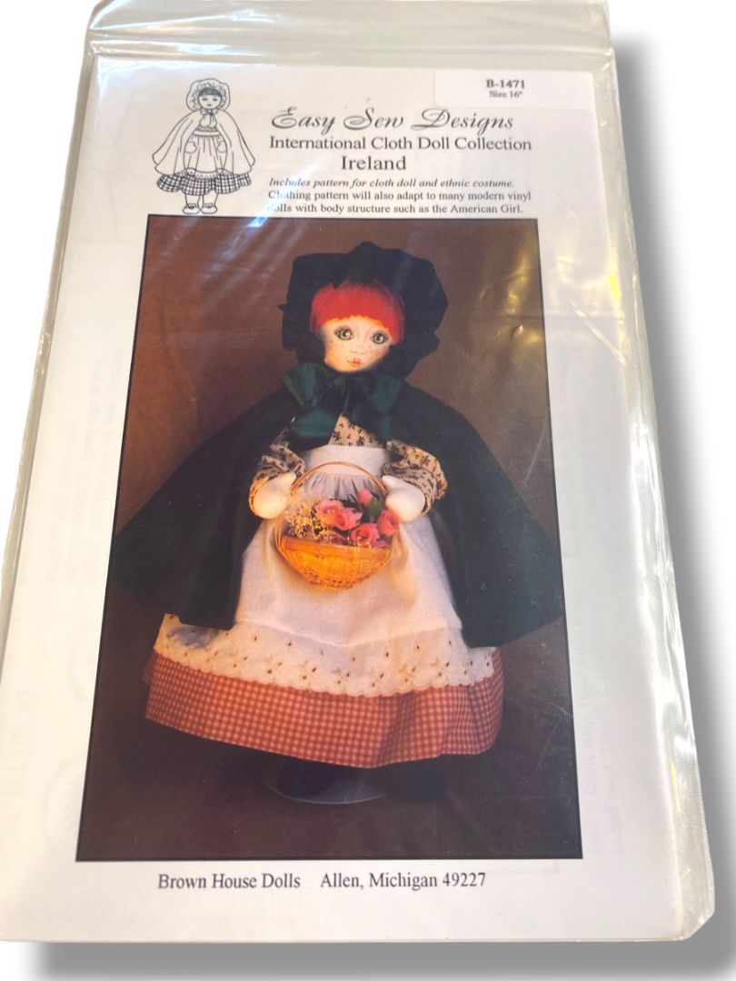 Easy Sew Designs Ireland International Cloth Doll & Costume Pattern New B-1471 16"