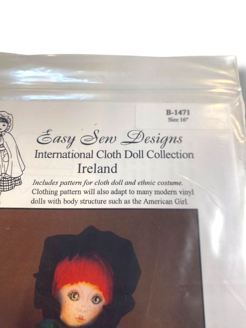 Easy Sew Designs Ireland International Cloth Doll & Costume Pattern New B-1471 16"