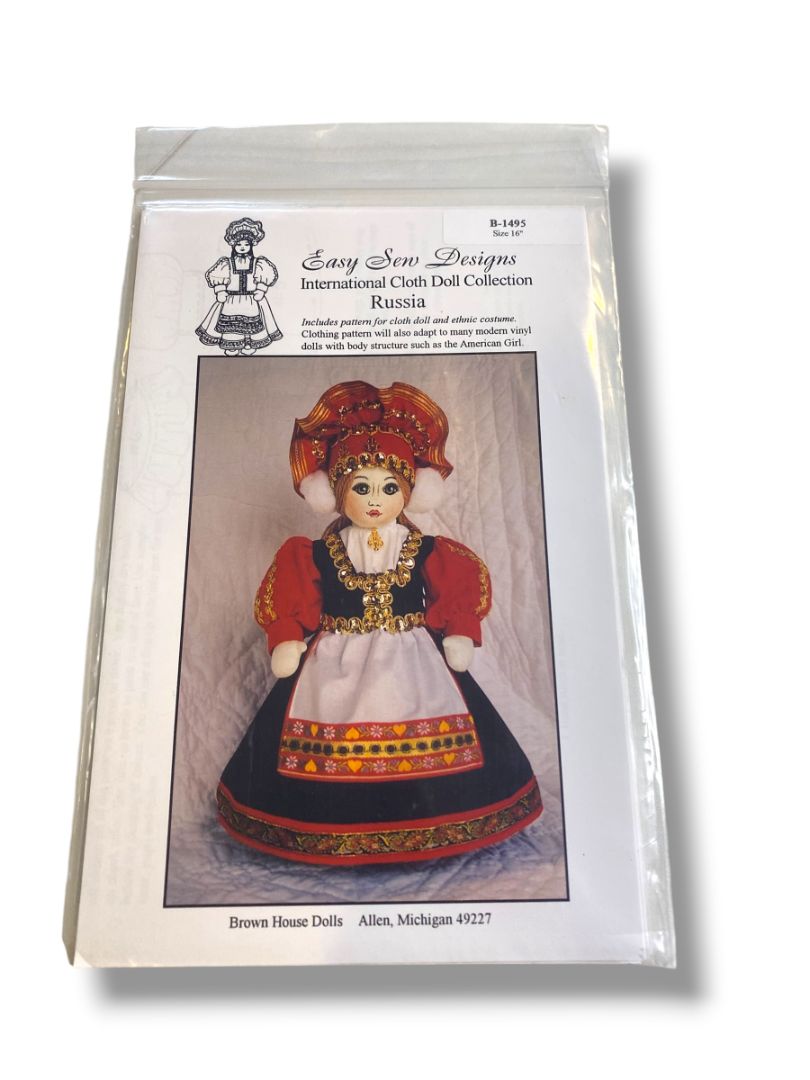 Easy Sew Designs Russia International Cloth Doll & Costume Pattern New B-1495 16"