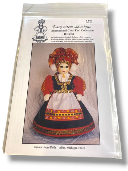 Easy Sew Designs Russia International Cloth Doll & Costume Pattern New B-1495 16"