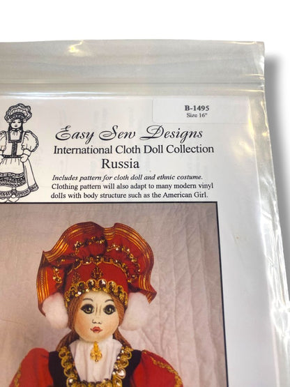Easy Sew Designs Russia International Cloth Doll & Costume Pattern New B-1495 16"