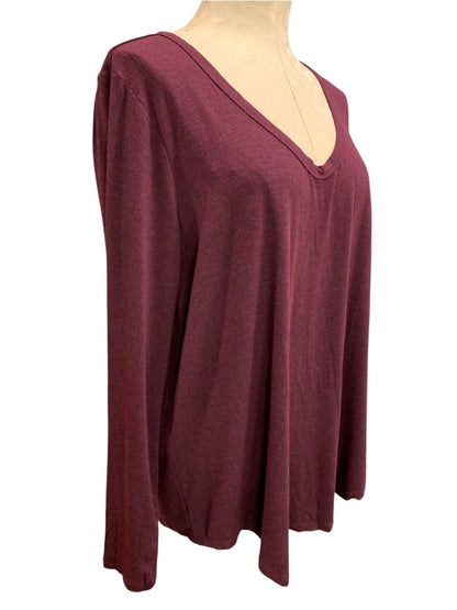 Size 1X Market & Spruce Heather Purple V-Neck Long Sleeve Tshirt New