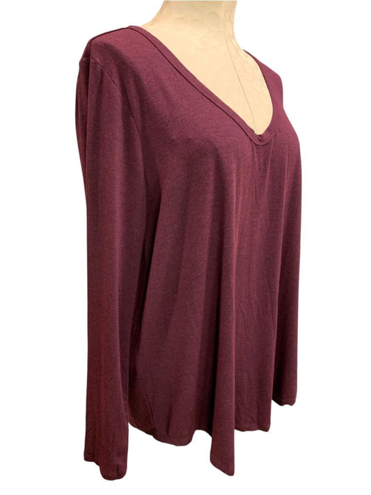 Size 1X Market & Spruce Heather Purple V-Neck Long Sleeve Tshirt New