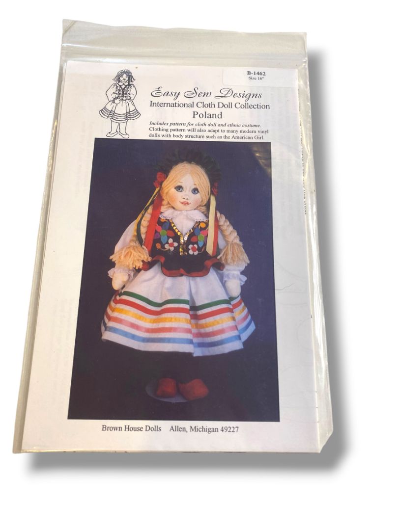Easy Sew Designs Poland International Cloth Doll & Costume Pattern New B-1462 16"