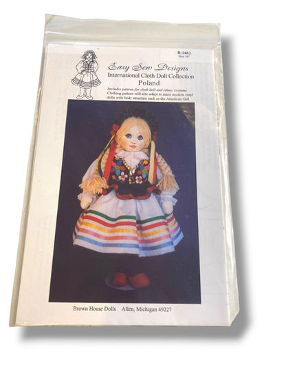 Easy Sew Designs Poland International Cloth Doll & Costume Pattern New B-1462 16"