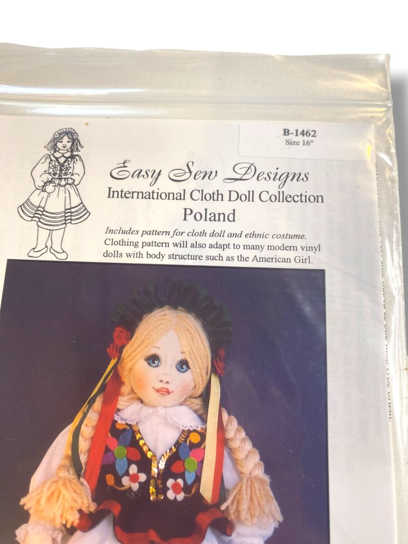 Easy Sew Designs Poland International Cloth Doll & Costume Pattern New B-1462 16"