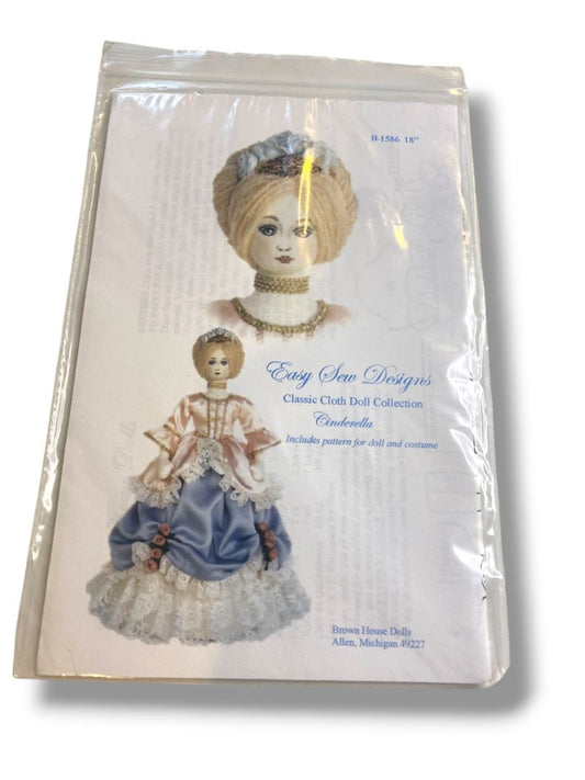 Easy Sew Designs Cinderella Classic Doll Pattern 18" Doll & Costume B-1586 New