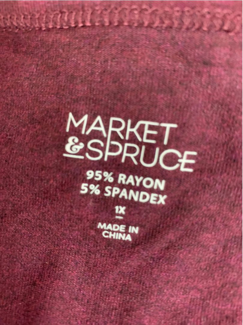 Size 1X Market & Spruce Heather Purple V-Neck Long Sleeve Tshirt New