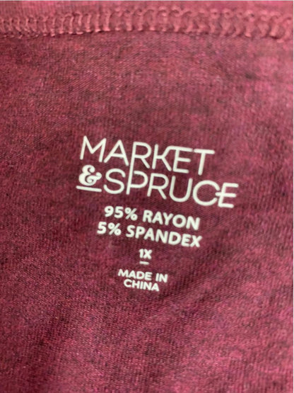 Size 1X Market & Spruce Heather Purple V-Neck Long Sleeve Tshirt New