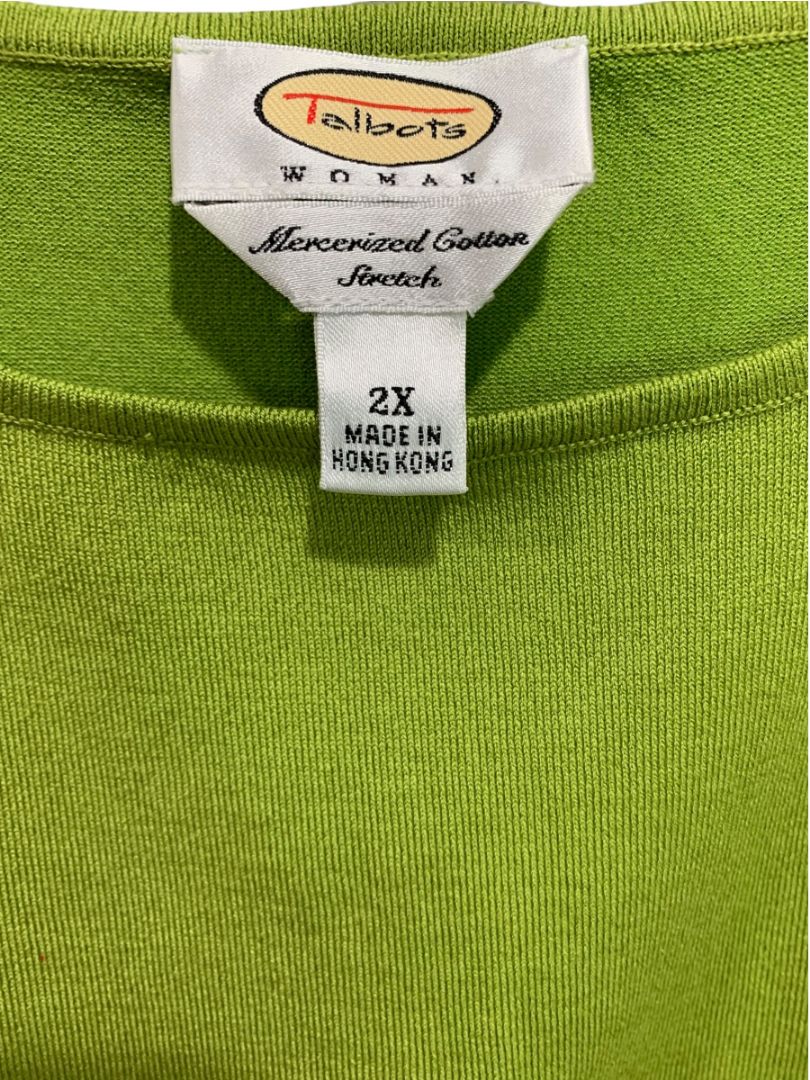 Size 2X Talbots Woman Green Tank Shirt Shell Vintage New