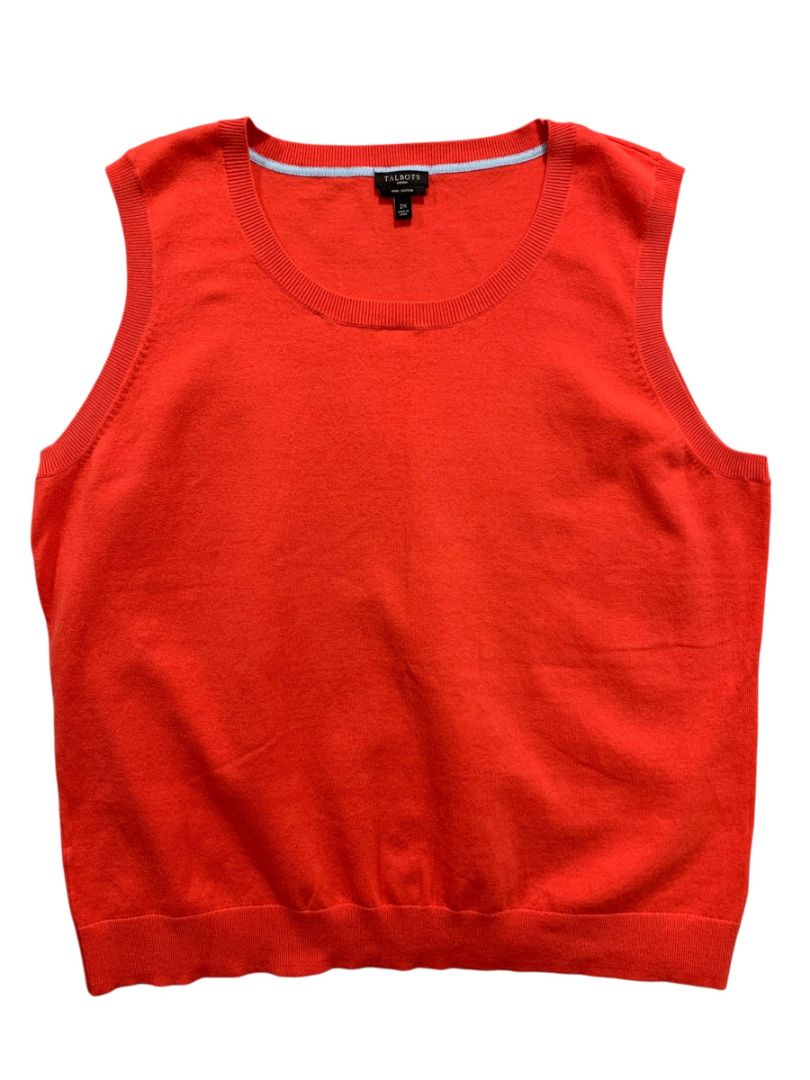 Size 2X Talbots Woman Pima Cotton Coral Sleeveless Sweater Shell