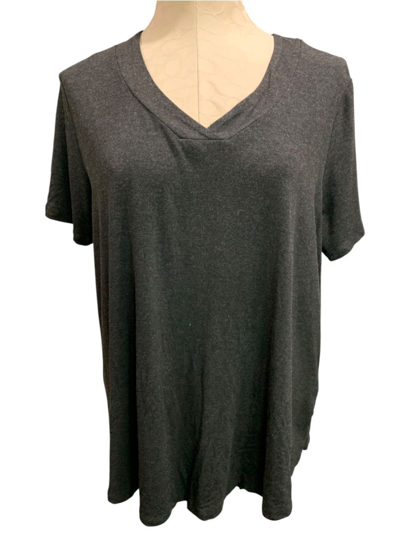 Size 1X Market & Spruce Womens Charcoal V-Neck Tshirt Soft