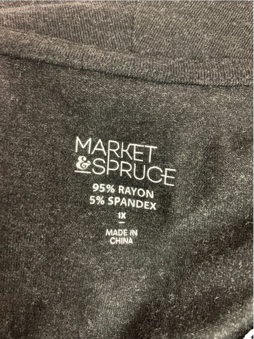 Size 1X Market & Spruce Womens Charcoal V-Neck Tshirt Soft