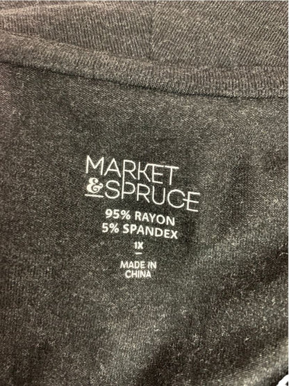 Size 1X Market & Spruce Womens Charcoal V-Neck Tshirt Soft