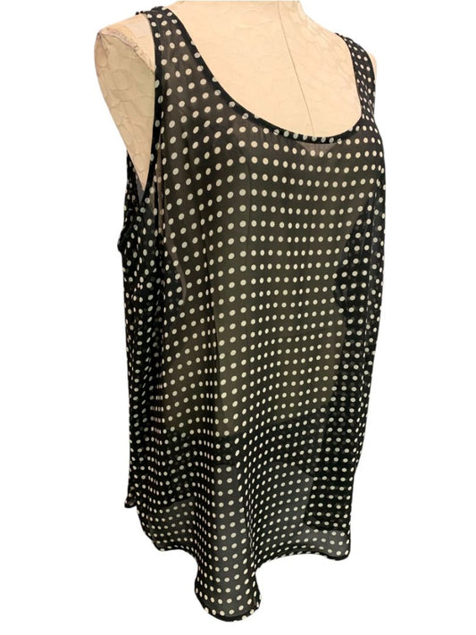 XXL Tall Old Navy Womens New Sheer Black Polka Dot Sleeveless Shirt