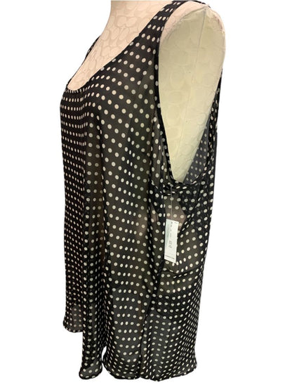 XXL Tall Old Navy Womens New Sheer Black Polka Dot Sleeveless Shirt
