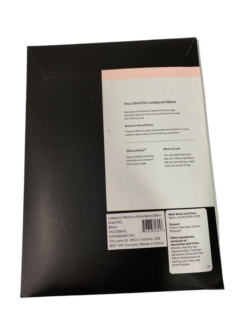 Size XXL New Knix Ultrathin Leakproof Bikini Underwear Panties Black Womens