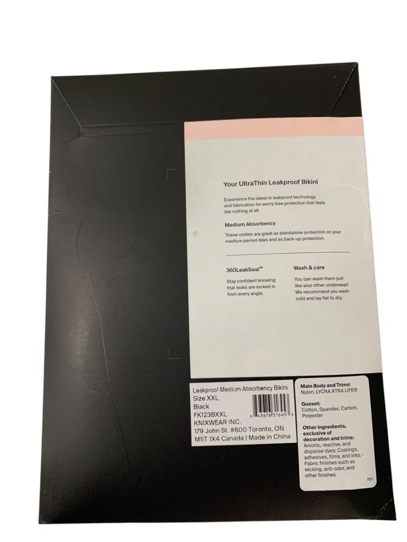 Size XXL New Knix Ultrathin Leakproof Bikini Underwear Panties Black Womens