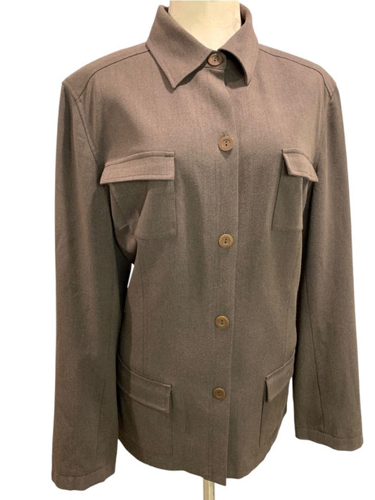 Size 20 Tall Eddie Bauer Womens Brown Button Up Jacket Blazer