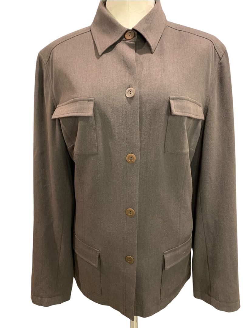 Size 20 Tall Eddie Bauer Womens Brown Button Up Jacket Blazer