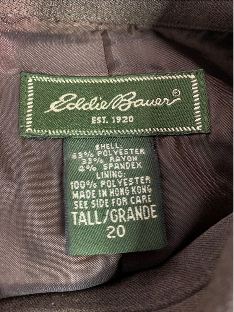 Size 20 Tall Eddie Bauer Womens Brown Button Up Jacket Blazer