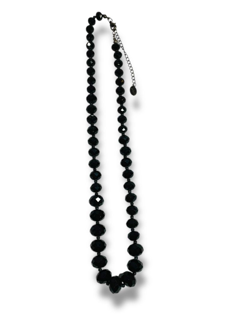 Claires Graduated Faceted Black Acrylic Bead Necklace 18-20"
