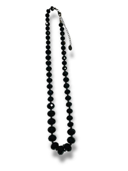 Claires Graduated Faceted Black Acrylic Bead Necklace 18-20"