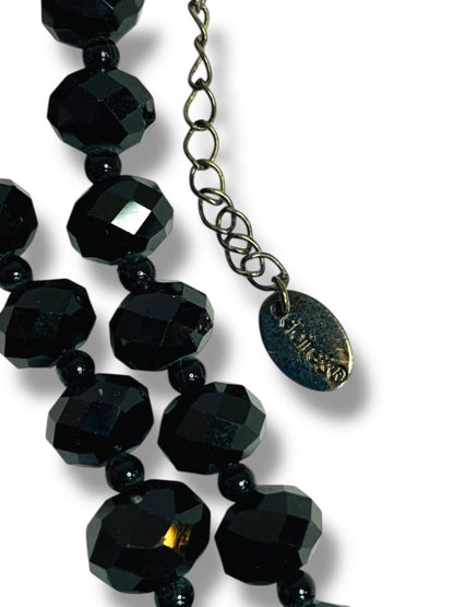 Claires Graduated Faceted Black Acrylic Bead Necklace 18-20"