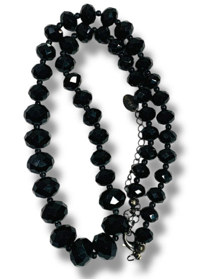Claires Graduated Faceted Black Acrylic Bead Necklace 18-20"