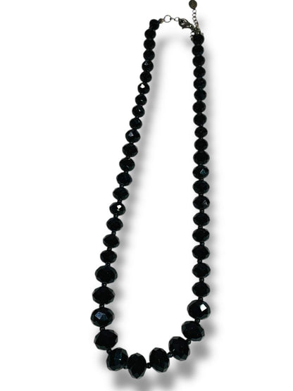 Claires Graduated Faceted Black Acrylic Bead Necklace 18-20"