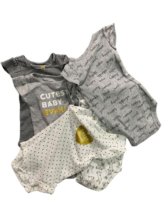Size 6 Months Baby Girl Carters New Pack of 5 One Piece Short Sleeve Bunny Gray