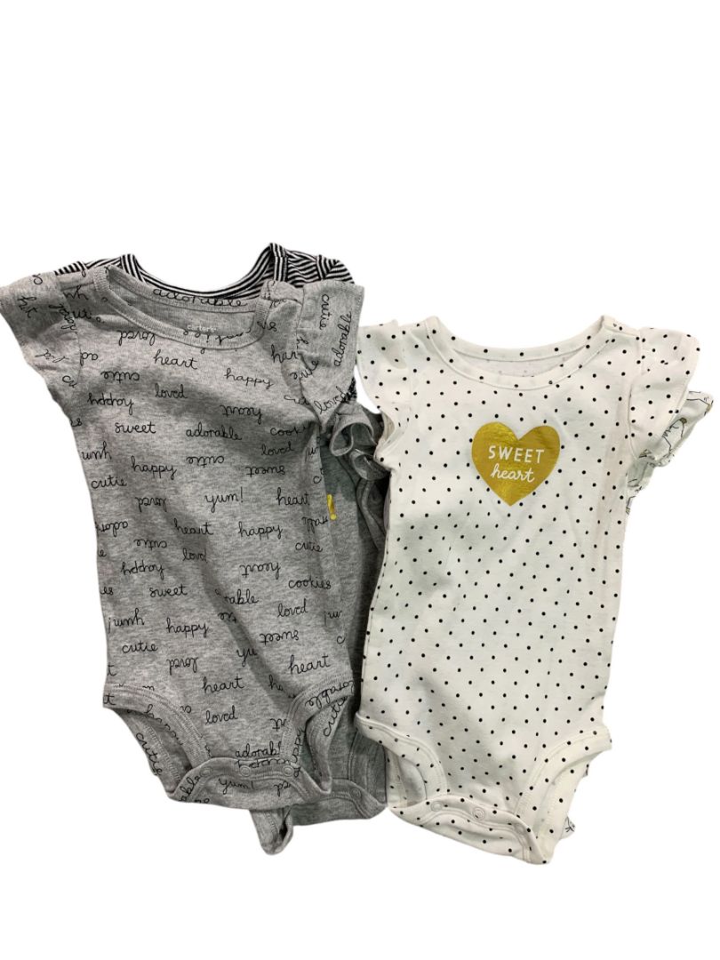 Size 6 Months Baby Girl Carters New Pack of 5 One Piece Short Sleeve Bunny Gray