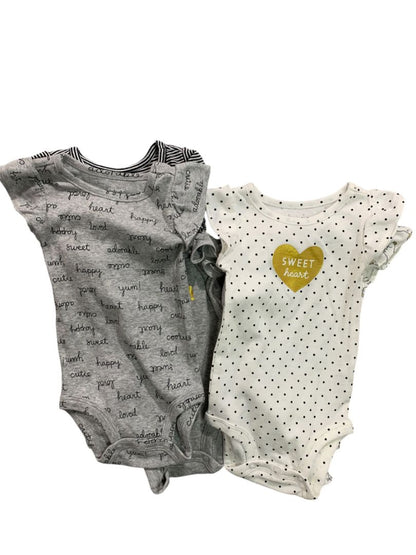 Size 6 Months Baby Girl Carters New Pack of 5 One Piece Short Sleeve Bunny Gray
