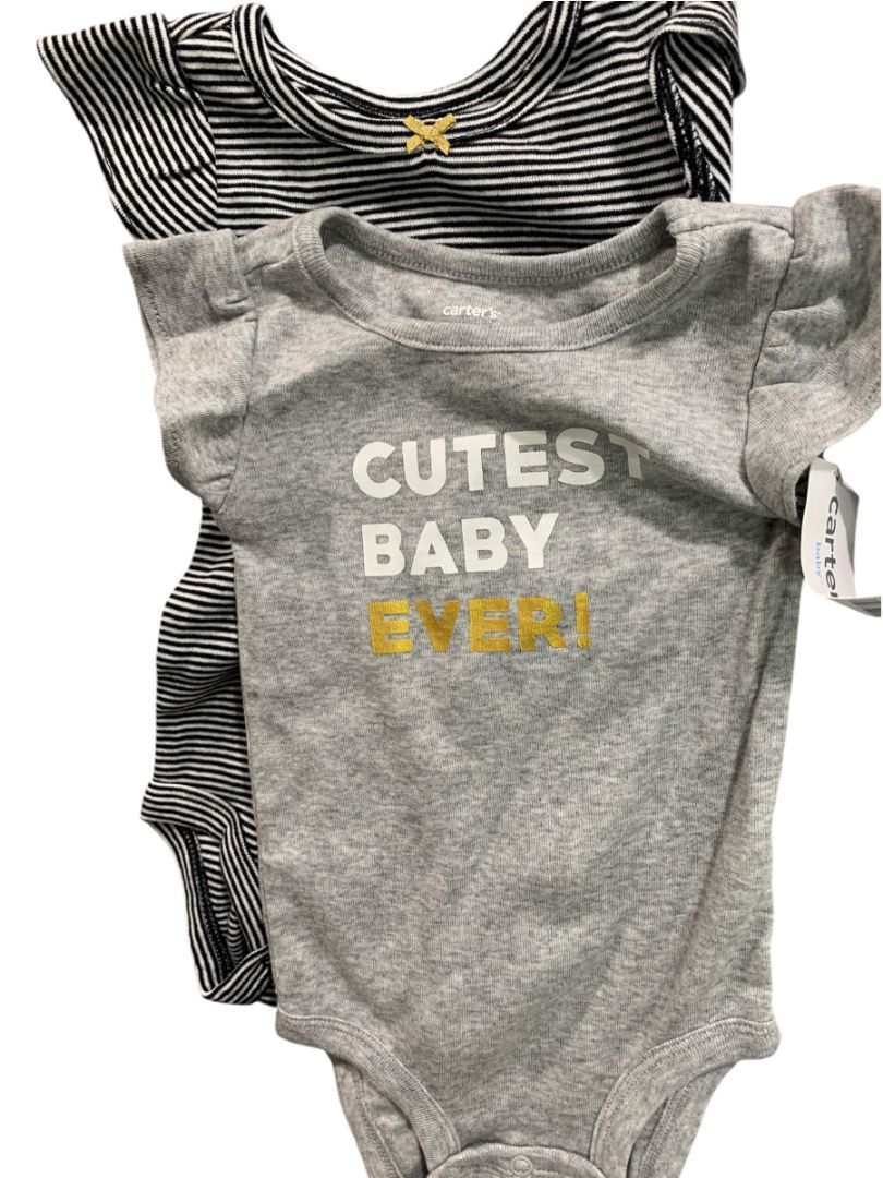 Size 6 Months Baby Girl Carters New Pack of 5 One Piece Short Sleeve Bunny Gray