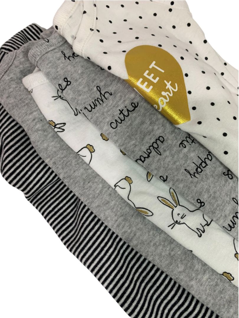Size 6 Months Baby Girl Carters New Pack of 5 One Piece Short Sleeve Bunny Gray