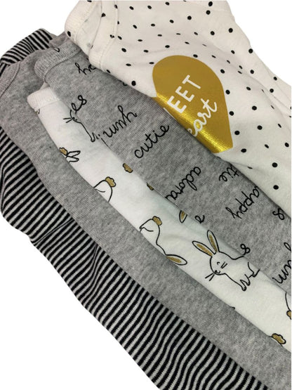 Size 6 Months Baby Girl Carters New Pack of 5 One Piece Short Sleeve Bunny Gray