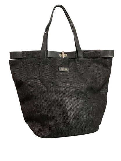 Furla Woven Black Turnlock Bucket Bag Tote Handbag