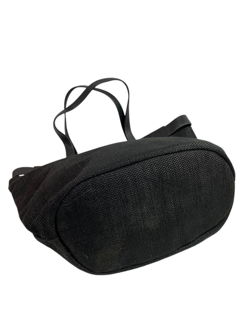 Furla Woven Black Turnlock Bucket Bag Tote Handbag