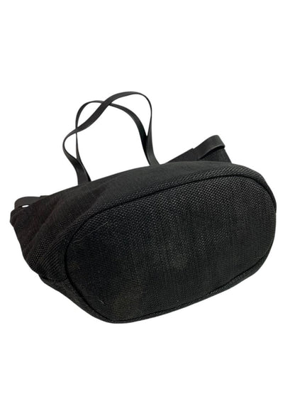 Furla Woven Black Turnlock Bucket Bag Tote Handbag