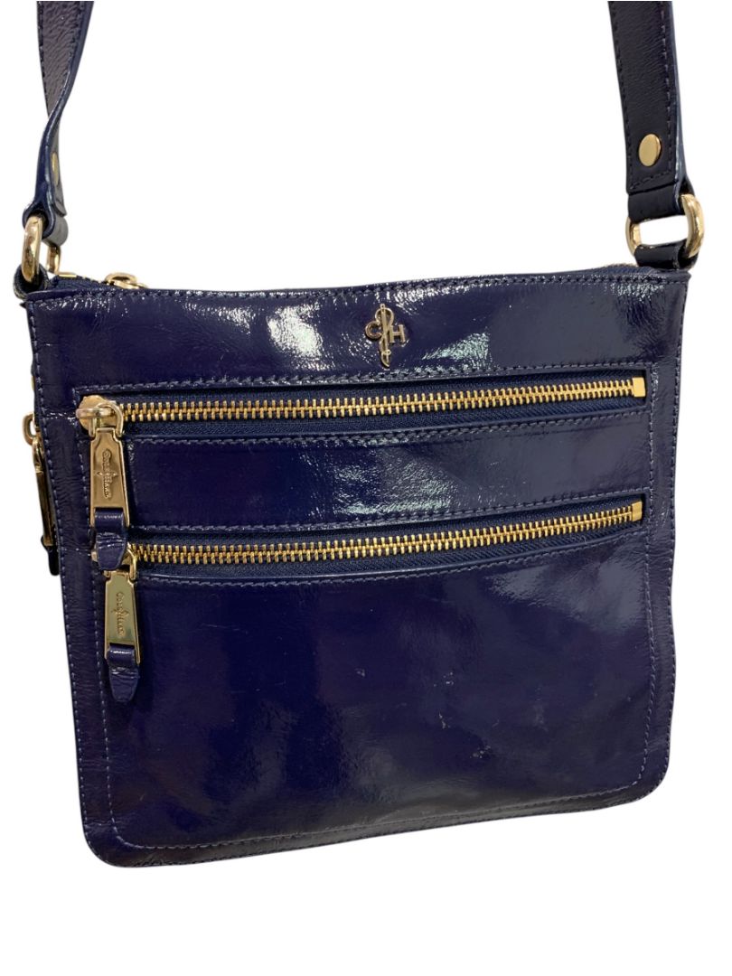 Cole Haan Navy Blue Patent Leather Crossbody Bag Organizational Jitney Sheila